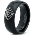 thumbnail image 1 of Tungsten Superhero Super Dad Emblem Symbol Band Ring 8mm Men Women Comfort Fit Black Dome Polished, 1 of 4