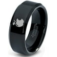 thumbnail image 1 of Tungsten Sweet Apple Bitten Band Ring 8mm Men Women Comfort Fit Black Beveled Edge Polished, 1 of 4