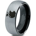 thumbnail image 1 of Tungsten Sweet Apple Bitten Band Ring 8mm Men Women Comfort Fit Black Dome Brushed Gray Polished, 1 of 4