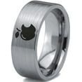 thumbnail image 1 of Tungsten Sweet Apple Bitten Band Ring 8mm Men Women Comfort Fit Gray Flat Cut Brushed Polished, 1 of 4