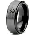 thumbnail image 1 of Tungsten Take Off Space Ship Rocketship Band Ring 8mm Men Women Comfort Fit Black Step Bevel Edge Brushed Gray Polished, 1 of 4