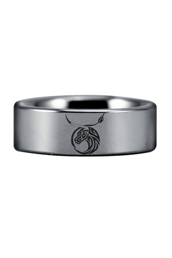 Tungsten Taurus Zodiac Ring (8mm)