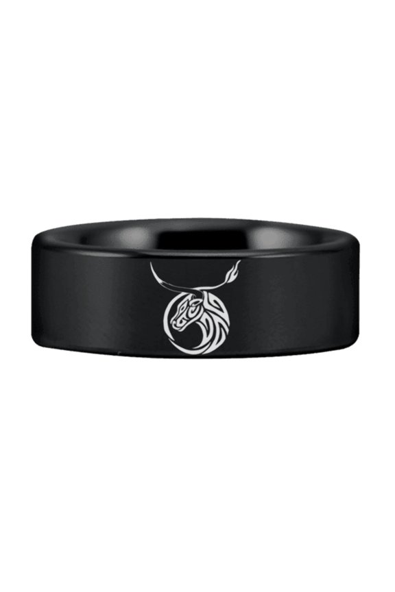 Tungsten Taurus Zodiac Ring (8mm)