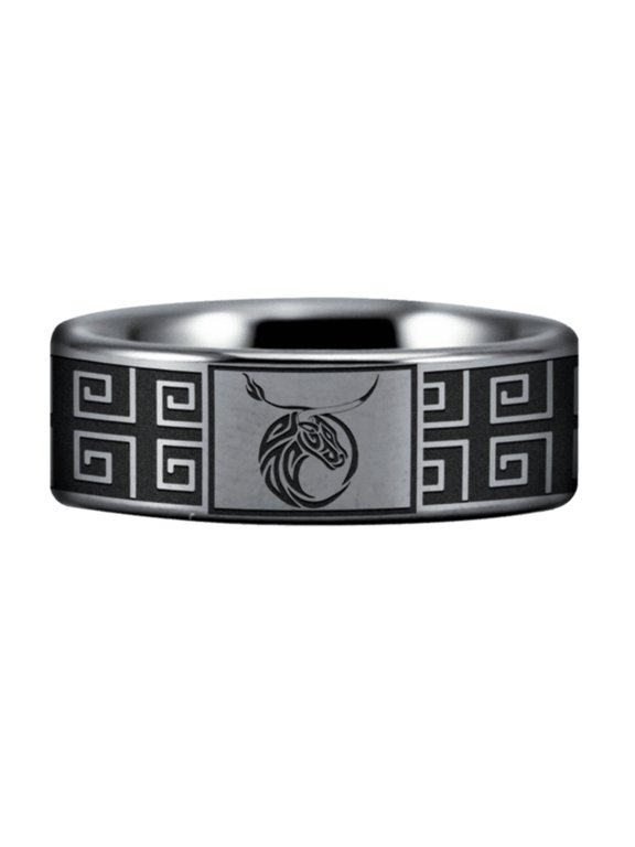 Tungsten Taurus Zodiac Ring (8mm)