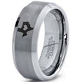 thumbnail image 1 of Tungsten Texas The Lone Star State Heart Band Ring 8mm Men Women Comfort Fit Gray Step Bevel Edge Brushed Polished, 1 of 4
