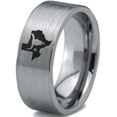 thumbnail image 1 of Tungsten Texas The Lone Star State Longhorn Band Ring 8mm Men Women Comfort Fit Gray Flat Cut Brushed Polished, 1 of 4