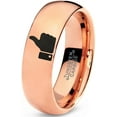 thumbnail image 1 of Tungsten Thumbs Up Emoji Band Ring 7mm Men Women Comfort Fit 18k Rose Gold Dome Polished, 1 of 4