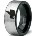 thumbnail image 1 of Tungsten Thumbs Up Emoji Band Ring 8mm Men Women Comfort Fit Brushed Gray Flat Cut Black Polished, 1 of 4