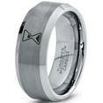 thumbnail image 1 of Tungsten Time Capsule Sand Hourglass Hour Glass Band Ring 8mm Men Women Comfort Fit Gray Bevel Edge Brushed Polished, 1 of 4