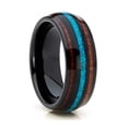 thumbnail image 1 of Unisex Tungsten Titanium Steel Ring With Three Grooves And Turquoise Inlaid Band Rings For Men And Women Black, 1 of 5