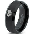 thumbnail image 1 of Tungsten Trail Paw Prints Heart Shaped Band Ring 8mm Men Women Comfort Fit Black Beveled Edge Brushed Polished, 1 of 4