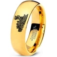 thumbnail image 1 of Tungsten Train Trains Transportation Cargo Rail Band Ring 7mm Men Women Comfort Fit 18k Yellow Gold Dome Polished, 1 of 4