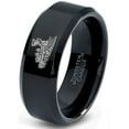 thumbnail image 1 of Tungsten Train Trains Transportation Cargo Rail Band Ring 8mm Men Women Comfort Fit Black Beveled Edge Polished, 1 of 4