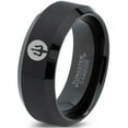thumbnail image 1 of Tungsten Trident Spear Weapon Band Ring 8mm Men Women Comfort Fit Black Beveled Edge Brushed Polished, 1 of 4