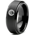 thumbnail image 1 of Tungsten Trident Spear Weapon Band Ring 8mm Men Women Comfort Fit Black Step Bevel Edge Brushed Polished, 1 of 4
