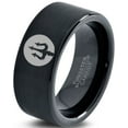 thumbnail image 1 of Tungsten Trident Spear Weapon Band Ring 9mm Men Women Comfort Fit Black Flat Cut Brushed Polished, 1 of 4