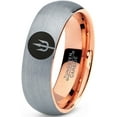 thumbnail image 1 of Tungsten Trident Weapon Spear Band Ring 7mm Men Women Comfort Fit 18k Rose Gold Dome Brushed Gray Polished, 1 of 4