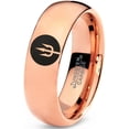 thumbnail image 1 of Tungsten Trident Weapon Spear Band Ring 7mm Men Women Comfort Fit 18k Rose Gold Dome Polished, 1 of 4
