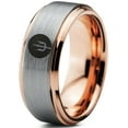 thumbnail image 1 of Tungsten Trident Weapon Spear Band Ring 8mm Men Women Comfort Fit 18k Rose Gold Step Bevel Edge Brushed Polished, 1 of 4