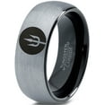 thumbnail image 1 of Tungsten Trident Weapon Spear Band Ring 8mm Men Women Comfort Fit Black Dome Brushed Gray Polished, 1 of 4