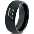 thumbnail image 1 of Tungsten Triplet Beam Note Music Band Ring 8mm Men Women Comfort Fit Black Dome Brushed Polished, 1 of 4