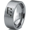 thumbnail image 1 of Tungsten Triplet Beam Note Music Band Ring 8mm Men Women Comfort Fit Gray Flat Cut Brushed Polished, 1 of 4