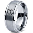 thumbnail image 1 of Tungsten Tungsten Horoscope Pisces Band Ring 8mm Men Women Comfort Fit 18k Rose Gold Step Bevel Edge Brushed Polished, 1 of 4
