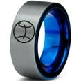 thumbnail image 1 of Tungsten Tungsten Horoscope Pisces Band Ring 8mm Men Women Comfort Fit Blue Flat Cut Brushed Gray Polished, 1 of 4