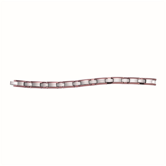 Tungsten Two Tone Mens Polished Link Bracelet 11mm Size 8.5 Inches