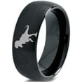 thumbnail image 1 of Tungsten Tyrannosaurus Rex Band Ring 8mm Men Women Comfort Fit Black Dome Brushed Polished, 1 of 4