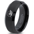 thumbnail image 1 of Tungsten Unicorn Pegasus Horse Creature Band Ring 8mm Men Women Comfort Fit Black Beveled Edge Brushed Polished, 1 of 4