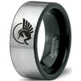 thumbnail image 1 of Tungsten Unicorn Pegasus Horse Creature Band Ring 8mm Men Women Comfort Fit Brushed Gray Flat Cut Black Polished, 1 of 4