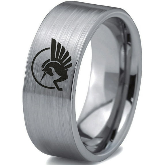 Tungsten Unicorn Pegasus Horse Creature Band Ring 8mm Men Women Comfort Fit Gray Flat Cut Brushed Polished