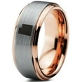 thumbnail image 1 of Tungsten Utah The Beehive State Band Ring 8mm Men Women Comfort Fit 18k Rose Gold Step Bevel Edge Brushed Polished, 1 of 4