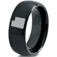 thumbnail image 1 of Tungsten Utah The Beehive State Band Ring 8mm Men Women Comfort Fit Black Dome Brushed Polished, 1 of 4