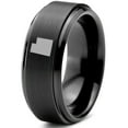 thumbnail image 1 of Tungsten Utah The Beehive State Band Ring 8mm Men Women Comfort Fit Black Step Bevel Edge Brushed Polished, 1 of 4