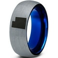 thumbnail image 1 of Tungsten Utah The Beehive State Band Ring 8mm Men Women Comfort Fit Blue Dome Brushed Gray Polished, 1 of 4