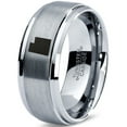 thumbnail image 1 of Tungsten Utah The Beehive State Band Ring 8mm Men Women Comfort Fit Gray Step Bevel Edge Brushed Polished, 1 of 4