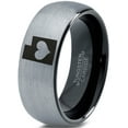 thumbnail image 1 of Tungsten Utah The Beehive State Heart Band Ring 8mm Men Women Comfort Fit Black Dome Brushed Gray Polished, 1 of 4