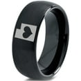 thumbnail image 1 of Tungsten Utah The Beehive State Heart Band Ring 8mm Men Women Comfort Fit Black Dome Brushed Polished, 1 of 4