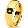 thumbnail image 1 of Tungsten Video Play Button Band Ring 7mm Men Women Comfort Fit 18k Yellow Gold Dome Polished, 1 of 4