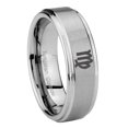 thumbnail image 1 of Tungsten Virgo Zodiac 8mm Brushed Gray Step Edges Men Ring, 1 of 2