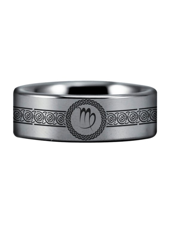 Tungsten Virgo Zodiac Ring