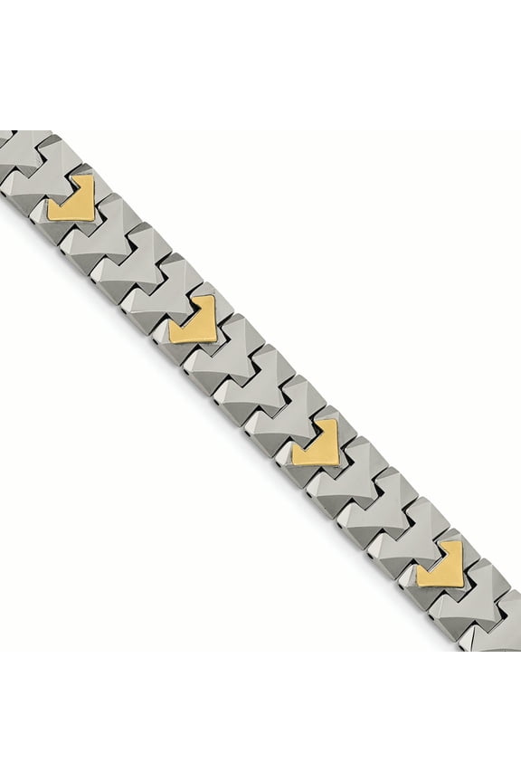 Tungsten W/10k Polished Chevron Style Bracelet