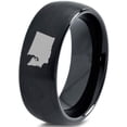 thumbnail image 1 of Tungsten Washington The Evergreen State Band Ring 8mm Men Women Comfort Fit Black Dome Brushed Polished, 1 of 4