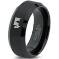 thumbnail image 1 of Tungsten Washington The Evergreen State Capitol Building Band Ring 8mm Men Women Comfort Fit Black Beveled Edge Brushed Polished, 1 of 4
