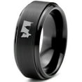 thumbnail image 1 of Tungsten Washington The Evergreen State Capitol Building Band Ring 8mm Men Women Comfort Fit Black Step Bevel Edge Brushed Polished, 1 of 4