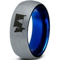 thumbnail image 1 of Tungsten Washington The Evergreen State Capitol Building Band Ring 8mm Men Women Comfort Fit Blue Dome Brushed Gray Polished, 1 of 4