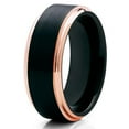 thumbnail image 1 of Tungsten Wedding Band Rose Gold Tungsten Ring Black Brushed 8mm Tungsten Carbide Comfort Fit Men Women, 1 of 3