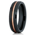 thumbnail image 1 of Tungsten Wedding Band 6mm Rose Gold Tungsten Ring Black Tungsten Band Beveled Comfort Fit, 1 of 3